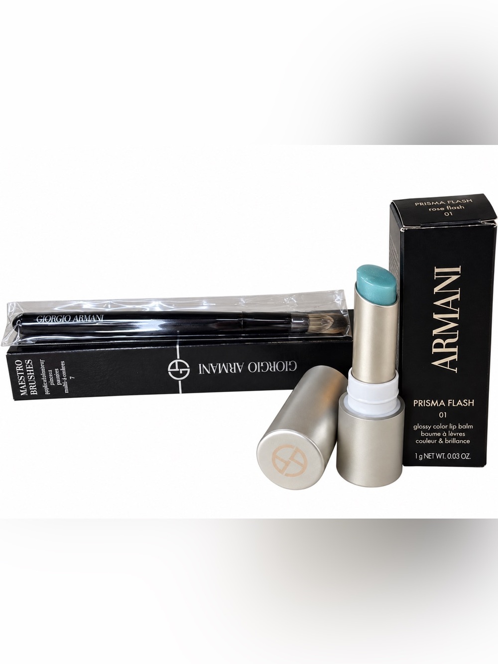 💕 Armani Bundle! Prisma Flash Lip Balm 01 + Maestro Concealer Brush 7 - NEW